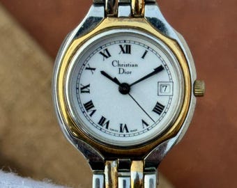 Christian Dior Round Roman Dial Two Tone Womens Watch 3001