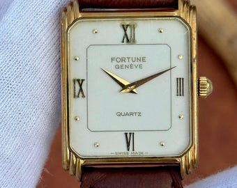Vintage Fortune Geneve Tank Quartz Dress Men's Watch 0501-51