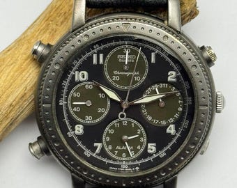 Vintage Seiko Chronograph Quartz Men's Watch 7T34-8A10