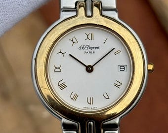 ST Dupont Paris Two Tone Quartz Swiss Made Men's Watch 195.11