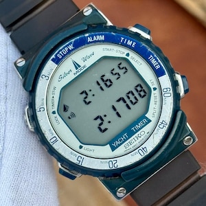 Vintage Seiko Silver Wave Yachttimer Digital Quarz Herrenuhr A827-600A