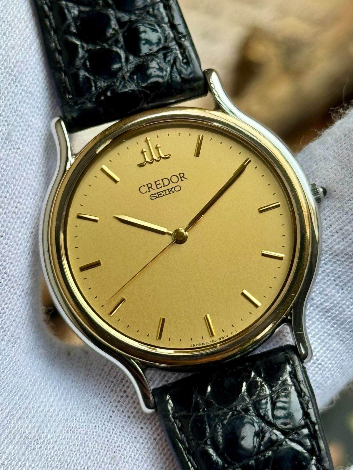 Vintage Seiko Credor Quartz Two Tone Dress Men's Watch 8J81-6B00