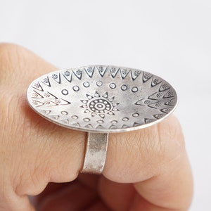 Karen Hill Tribe Silver Ring: Boho Oval Disc Statement Ring