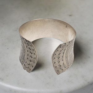 Large silver cuff ethnic tribal silver bracelet cuff Karen Hill Tribe cuff silver bracelet spiral silver bohemian statement big jewelry gift