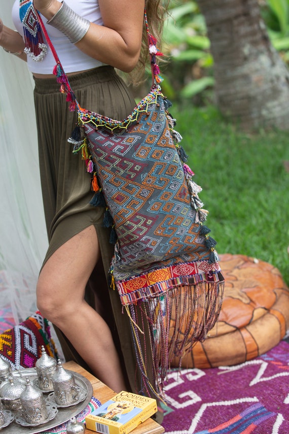 Antique Buna Bag Ikat Textile Bag Bohemian Fringe Bag Antique Textile Bag Beaded Tassel Bag Long Boho Purse Boho Shoulder Bag Etsy