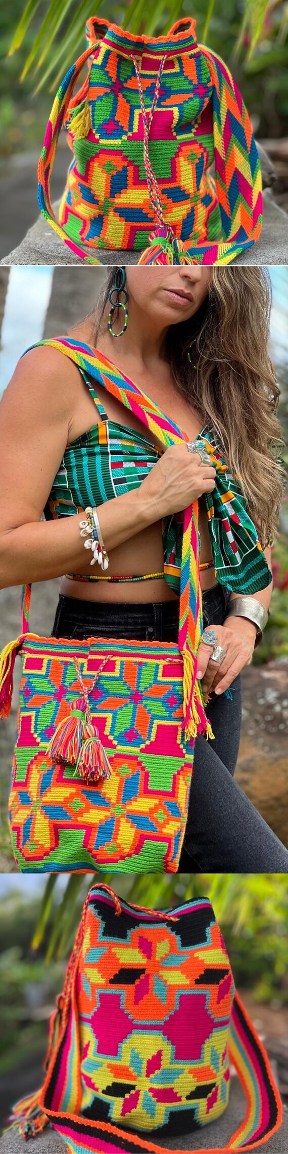 Colorful Colombian Woven Purse Wayuu Mochila Bag Vibrant  display picture 2