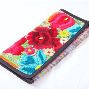 Guatemalan Textile Wallet Boho Textile wallet Flower Embroidered Wallet Bohemian Clutch Guatemalan Clutch Soft cotton wallet