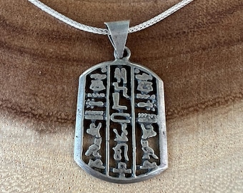 Egyptian Cartouche Pendant 925 sterling silver Hieroglyph necklace pharaonic jewelry gift