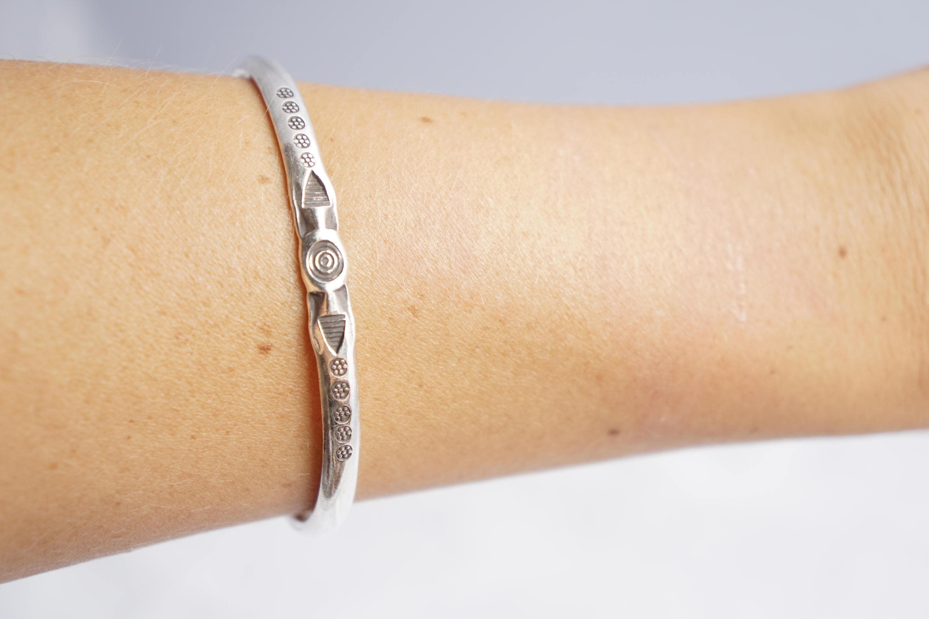 Tribal Silver Bangle, Protective Eye Bracelet, Spiral Snake Tribal Silver Bangle, Protective Eye Bracelet, Spiral Snake