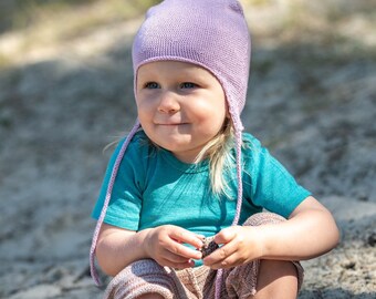 Soft, cashmere and cotton, dust pink, bkue, comfy, adorable, string hat