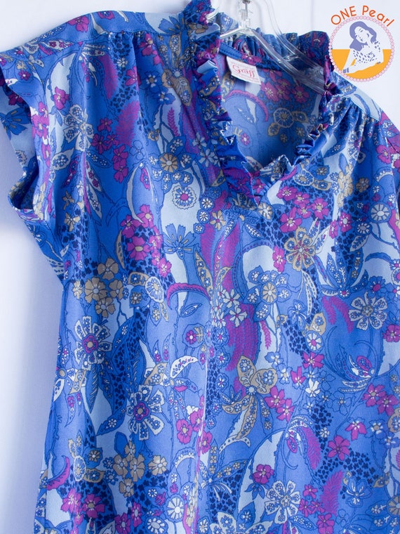 Vintage summer top / 60s mod blouse / 60s Paisley… - image 2