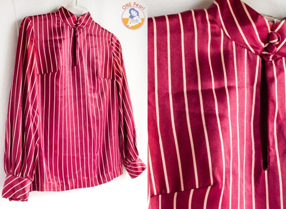 Vintage 60s blouse / Mod stripe blouse / 60s mod … - image 2