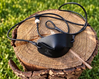 Black Italian Leather Sling – Handmade Outdoor Throwing Tool
