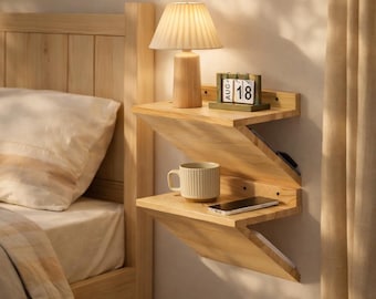 Schwimmender Nachttisch, Minimalist an der Wand montiert, Holz Nachttisch, Nachttisch, schmaler Nachttisch, Beistelltisch, schwimmendes Regal, Nachttische