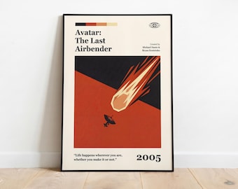Avatar the last airbender geïnspireerde vintage poster, Aang & Zuko-print, retro wanddecoratie, cadeau
