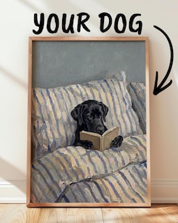 Custom Dog Reading in Bed Painting, Personalized Pet Portrait From Photo By StudioElanora By StudioElanora Shop owned by Elanora 5 months on Etsy