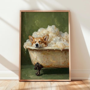Cockapoo in Bath Print, Funny Dog Bathroom Wall Art