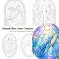 Stained Glass Ocean Creatures Coloring Pages for Adults (10 Pages) (Digital Download) product logo