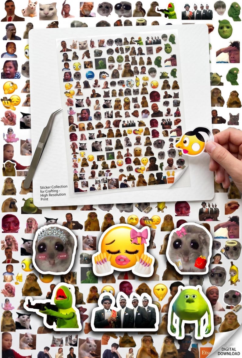 500+ Funny Meme Stickers Mega Bundle, Viral Internet Pngs (digital ...