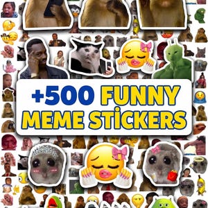 500+ Roliga Meme-klistermärken Mega Bundle, Virala Internet-PNG:er (Digital nedladdning)