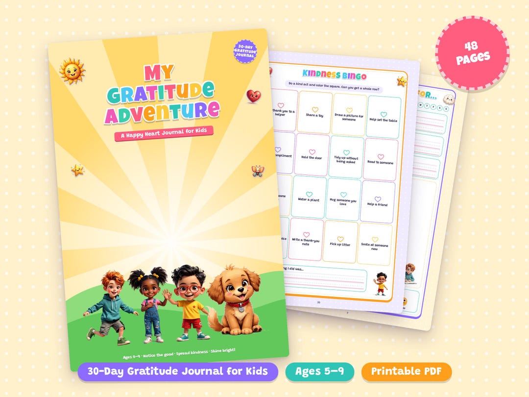 Gratitude Journal for Kids Printable, 30 Day Kids Journal PDF, Daily ...