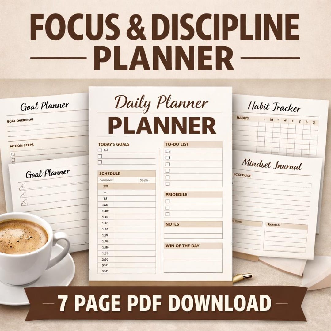 Focus & Discipline Planner Printable PDF | Daily Planner | Habit ...