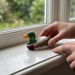 Hand Carved Wooden Duck Figurine-Mini Mallard Sculpture for Home and Desk Decor image 5