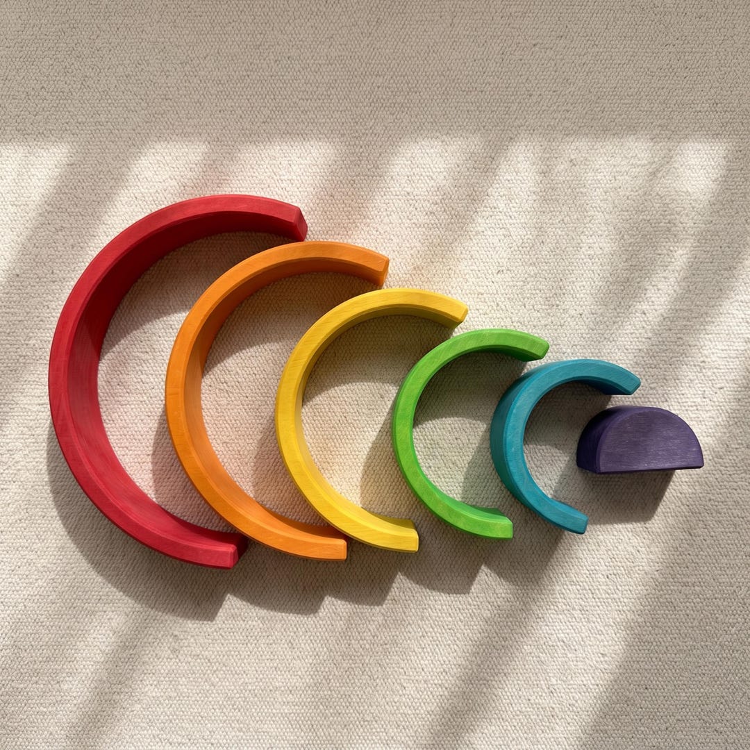 Mini Solid Wood Nesting Rainbow: Waldorf Arch Toy - Nursery Decor - Etsy