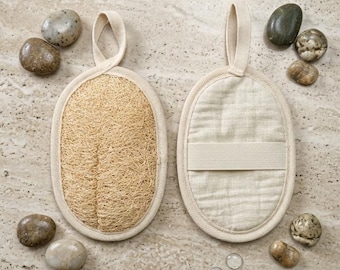 Lot de 2 exfoliants corporels faits main en luffa | Luffa de bain exfoliant naturel | Accessoire de bain