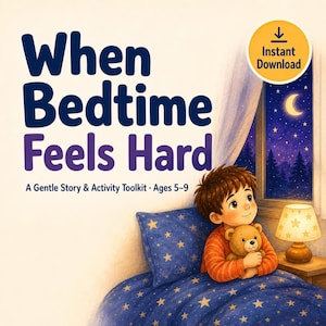 Kit per alleviare l'ansia da sonno nei bambini, con storie e attività rilassanti stampabili, aiuto per i problemi di insonnia e supporto emotivo per bambini dai 5 ai 9 anni.