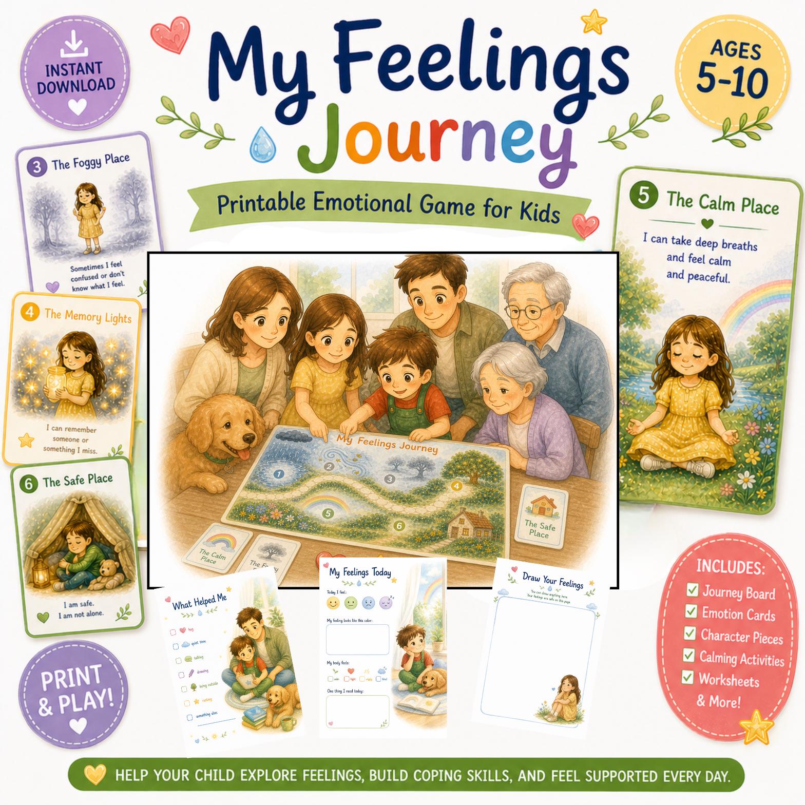 Kids Feelings Board Game | Emotional Regulation SEL Activity (PDF ...