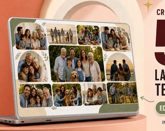Bearbeitbare Laptop-Skin-Collage-Vorlagen | Canva-Fotocollage-Paket (Digitaler Download)