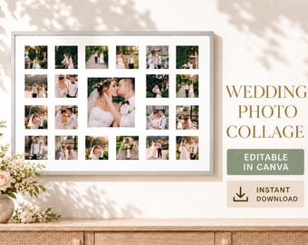 Editable Wedding Photo Collage Template (Canva, 21 Photos)