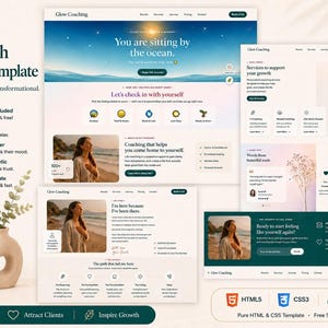 HTML5 and CSS3 life coach website template, fast loading and responsive coaching website design with interactive mood tracker feature, clean secure web design files.