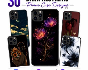 Dark Theme Phone Case Designs Bundle | Gothic Floral, Moody Botanicals (Digital Download)