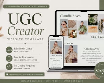 UGC Creator Website Template – Editable Canva Portfolio, Media Kit