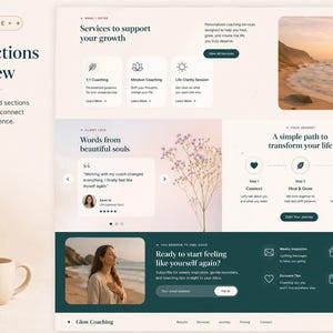 Life coach contact page preview with a simple form for messages, session booking, and location details, designed for easy client connections.