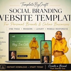 Modern Social Branding Web Design Template, Customizable HTML CSS (Free Setup)