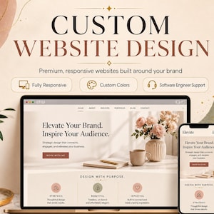 Custom Website Design Service, WordPress, Shopify, Squarespace, Responsive Developer Template