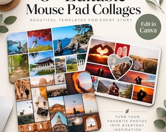 Editable Photo Collage Mouse Pad Template, Canva Custom Desk Mat (Digital Download)