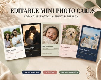 Editable Polaroid Photo Cards, Canva Template, Mini Memory Insert (Digital Download)