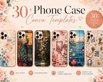 Dark Floral Phone Case Templates, Canva Bundle, Sublimation Designs (Digital Download)