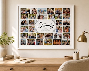 Editable Family Photo Collage Template | 30+ Photo Slots, Heartfelt Quote (Canva Digital Download)