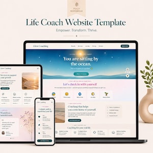 Plantilla web para coaches de vida: diseño totalmente adaptable y optimizado para SEO para coaches / Empoderar, transformar, prosperar