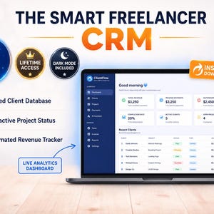 Freelancer crm Dashboard | Kundenstamm, Projekt-Planer, Rechnungs-Übersicht (Instant Download)