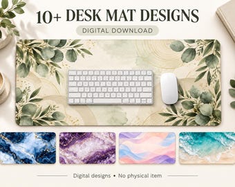 10+ Boho Desk Mat Designs, Marble, Eucalyptus, Ocean (Digital Download)