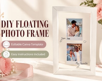 DIY Floating Photo Frame Template, Editable Canva, Polaroid Style (Digital Download)