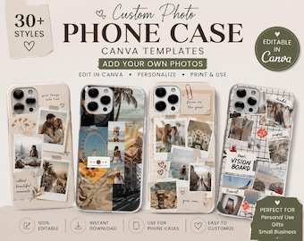Custom Photo Phone Case Canva Templates | Polaroid Collage (Digital Download)