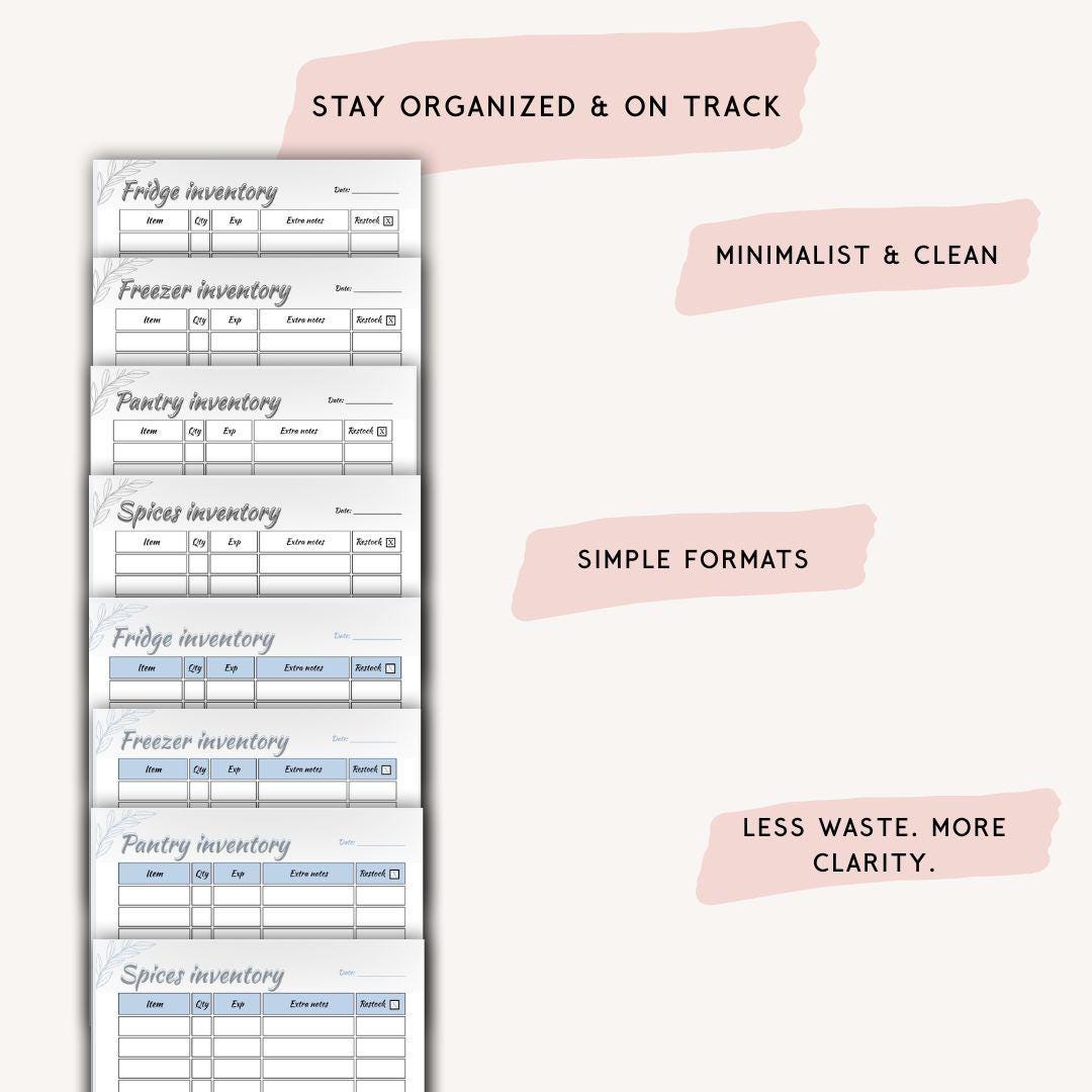 Kitchen Inventory Tracker Free Download Kitchen Inventory Tracker Printable | Pantry, Fridge, Freezer, Spices ...