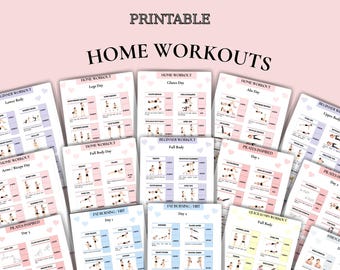 Printable Home Workout Plan PDF – 16 Exercise Sheets (Digital Download)